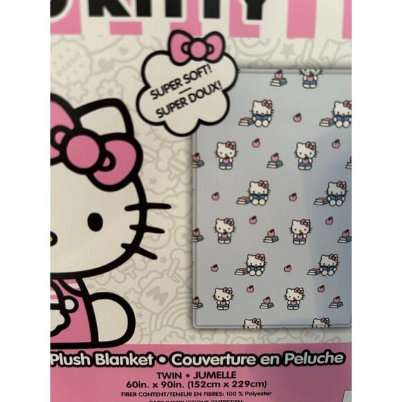 Hello kitty back to school book twin blanket d - Picture 2 of 3